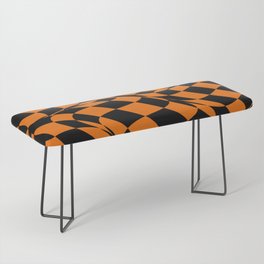 Black and Orange Distorted Checkerboard Pattern - Coloro 2022 Popular Color Magma Orange 024-55-38 Bench