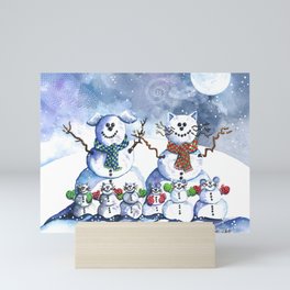 It's Snowing Cats and Dogs (and Mice too) Mini Art Print