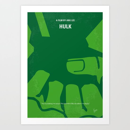 No040 My HULK minimal movie poster Art Print