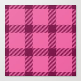 Valentine's retro tartan simple check burgundy pink Canvas Print