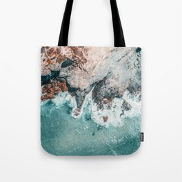 Ocean Print, Ocean Art, Printable Art, Waves Print, Ocean Rocks, Aerial Photography, Coastal Ocean Printable Wall Art Tote Bag