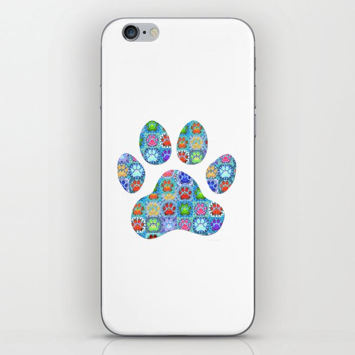 Patchwork Paw - Cute Colorful Dog Paw Art iPhone Skin