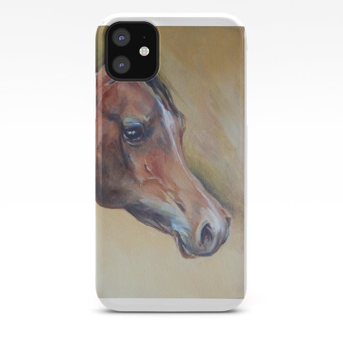 Arabian Horse Portrait Brown Horse Head Oil Painting Iphone Case