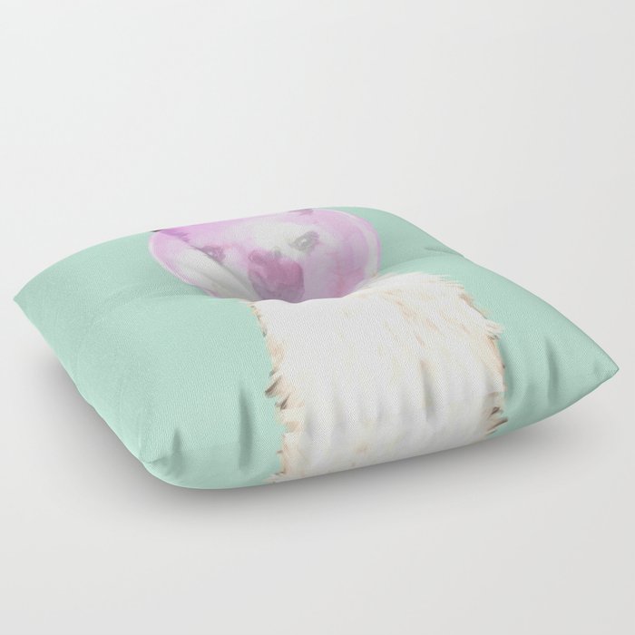 Bubble Gum Popped on Llama (2 in series of 3)  Floor Pillow