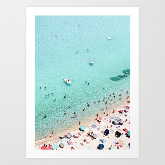 Beach Day Kunstdrucke | Fotografie, Digital, Farbe, Strand, Blau, Teal, Paddle-boat, Boat, People, Beach-people