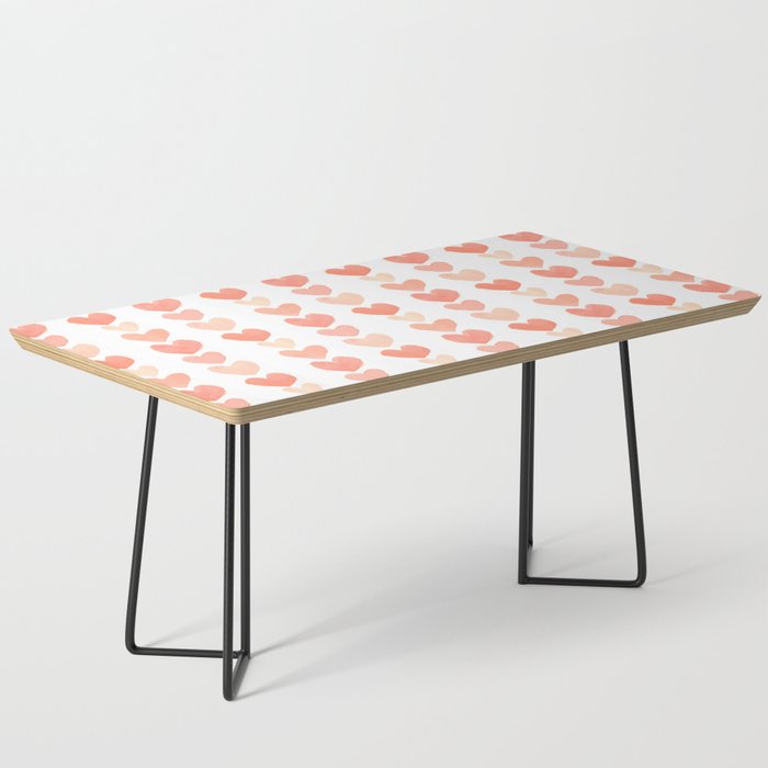 Peach Love Heart Pattern Watercolor Coffee Table