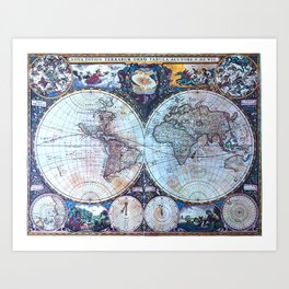 Vintage world map Art Print