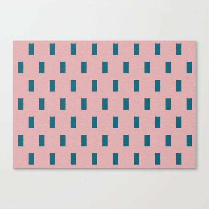 Minimal Rectangle Pattern Pink And Blue Half Drop Canvas Print by susycosta