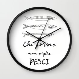 Italian kitchen art poster fish quote  Wall Clock