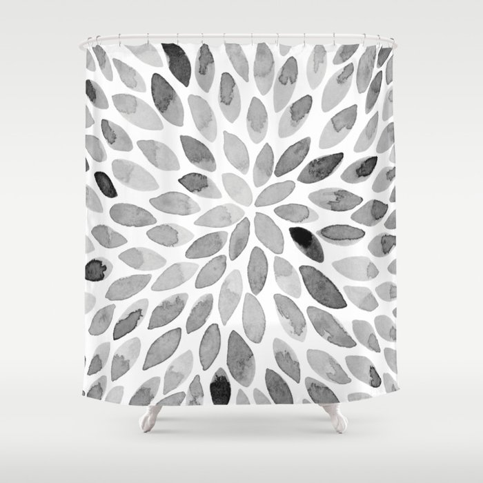 Watercolor brush strokes - black and white Shower Curtain