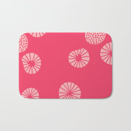 Dandelion flying hot pink Bath Mat