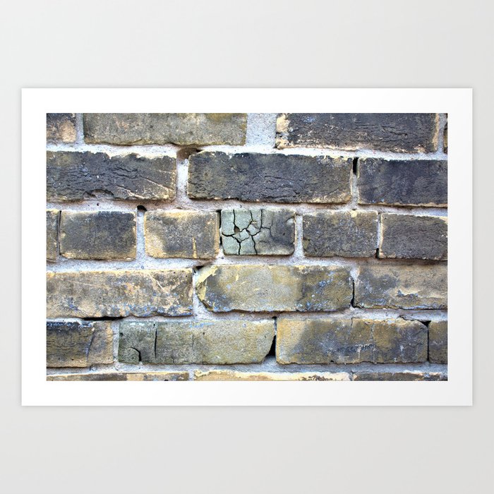 Crumble Cracked Brick Wall Print Soft Grunge Art Print