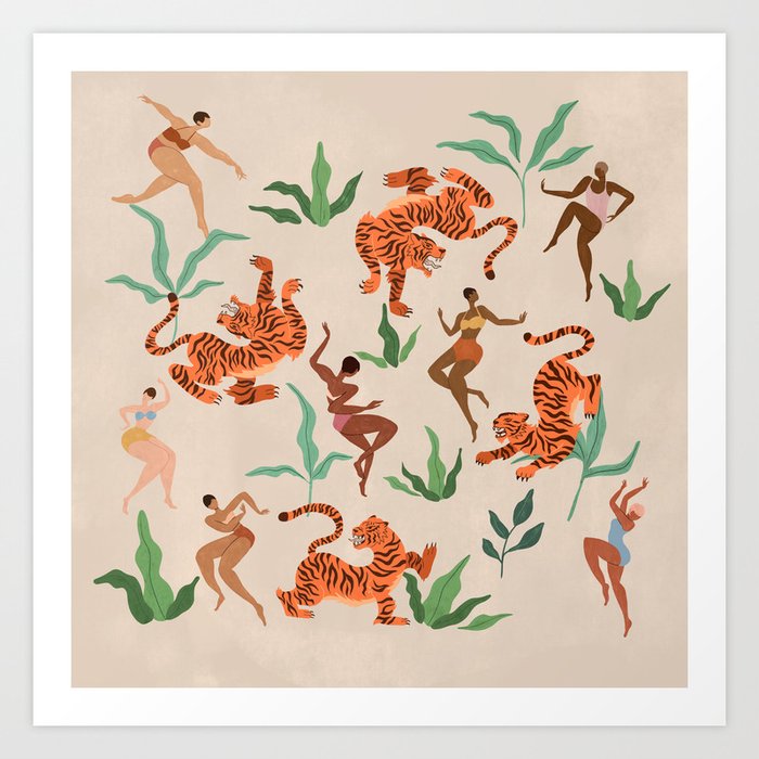 Dancing with Tigers Art Print