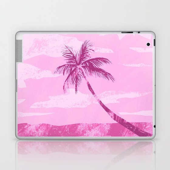 Pink Tropical Beach Palm tree Laptop & iPad Skin