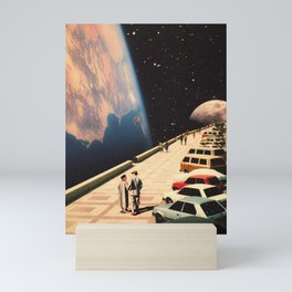 Space Promenade - Retro-Futuristic Vintage Sci-Fi Design Art Mini Art Print