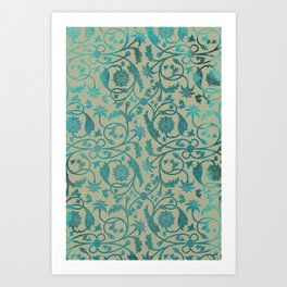 Blue Lotus Pattern Art Print
