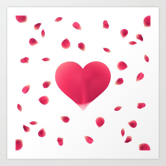 Rose Petal Heart Art Print