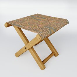 Gold, Teal & Coral Paisley Folding Stool