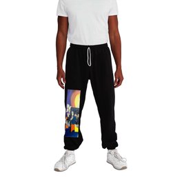 Gold Flowing From Rainbow Abstract Acrylic Painting Sweatpants