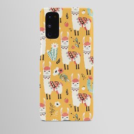 White Llama with flowers Android Case