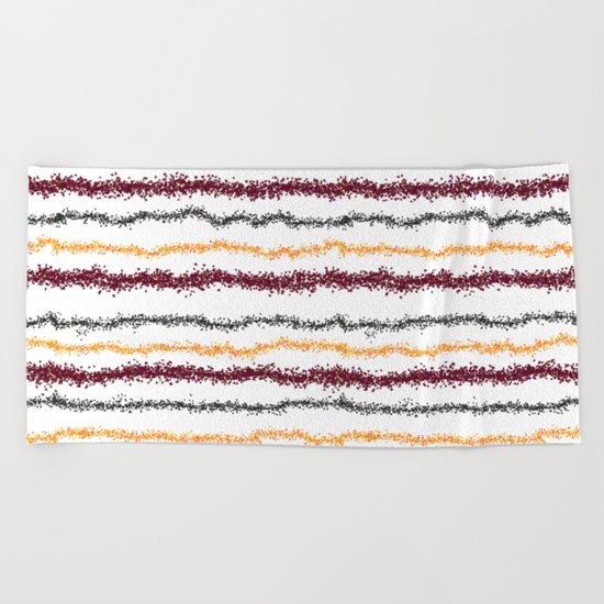 Brown Leafy Line Pattern Beach Towel