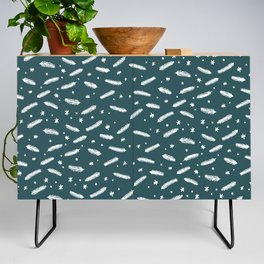 Christmas branches and stars - teal Credenza