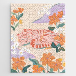Pink Tiger in Wild Garden  Jigsaw Puzzle