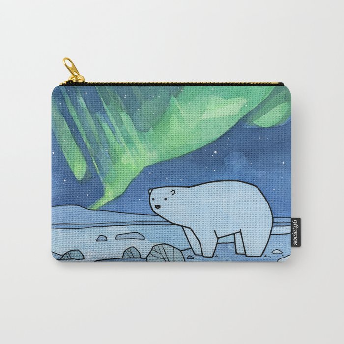 Polar Bear and Northern Lights Carry-All Pouch