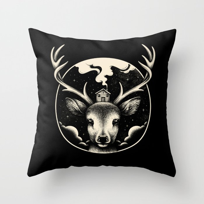 Deer Home Throw Pillow