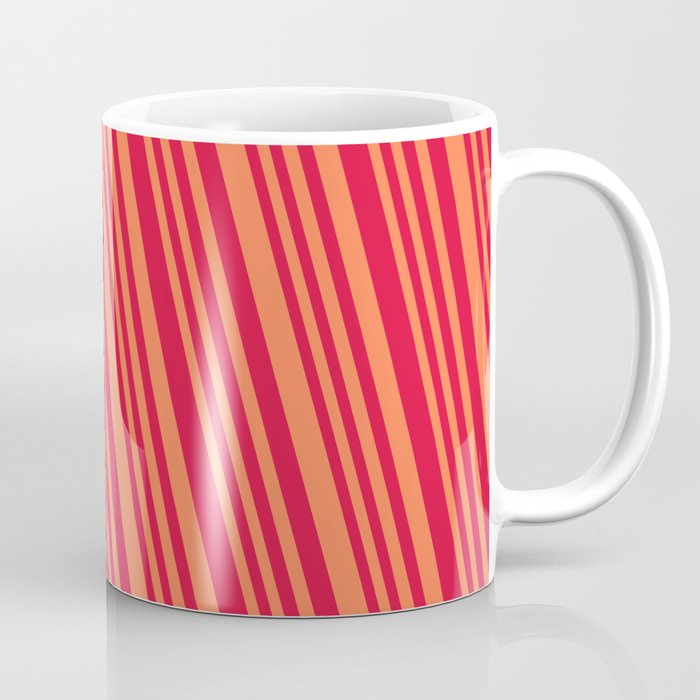 Crimson & Coral Colored Lines/Stripes Pattern Coffee Mug