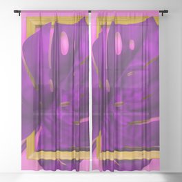 Purple Leaf Sheer Curtain