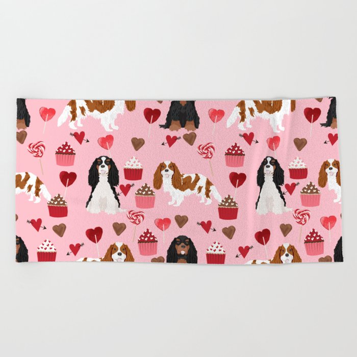 Cavalier King Charles Spaniel mixed coats valentines day dog breed must have cavalier spaniels gifts Beach Towel
