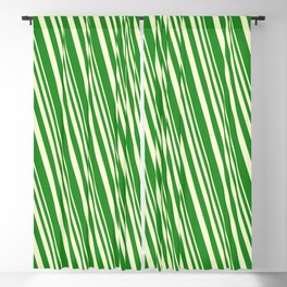 [ Thumbnail: Light Yellow and Forest Green Colored Lines/Stripes Pattern Blackout Curtain ]