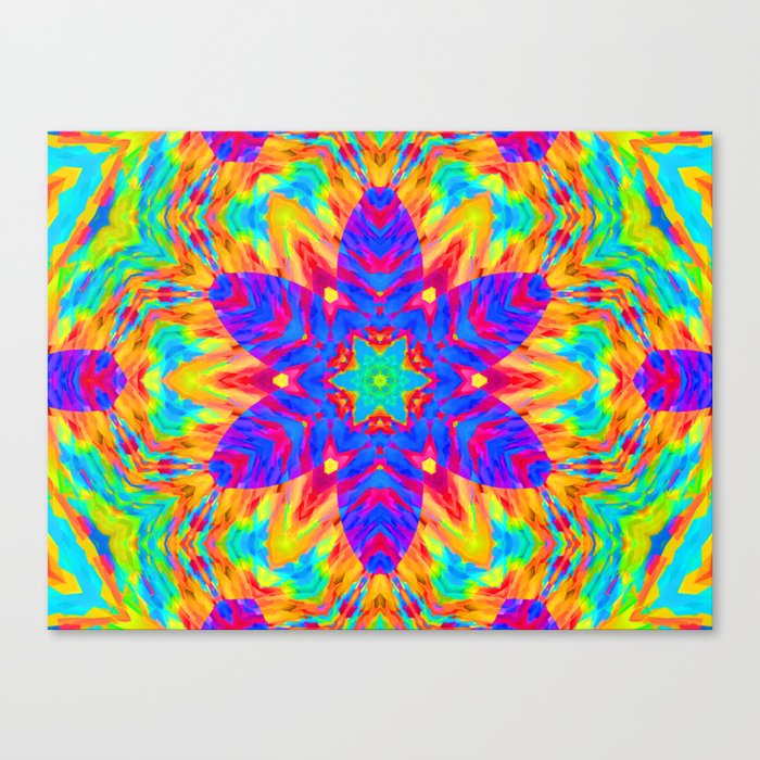 Abstract Rainbow Color Kaleidoscope Flower Canvas Print