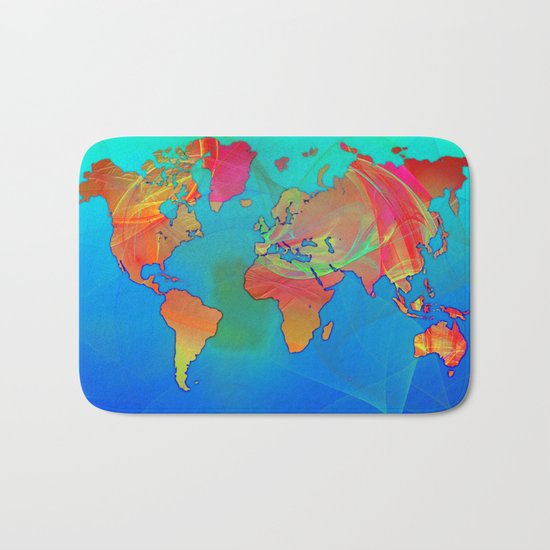 World Map Bath Mat