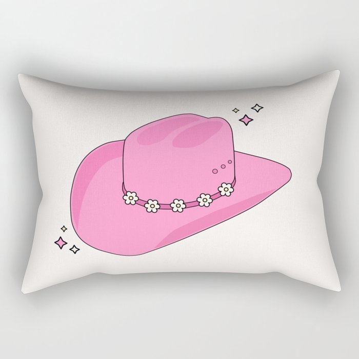 Cowboy Hat Print Pink Preppy Decor Aesthetic Rectangular Pillow
