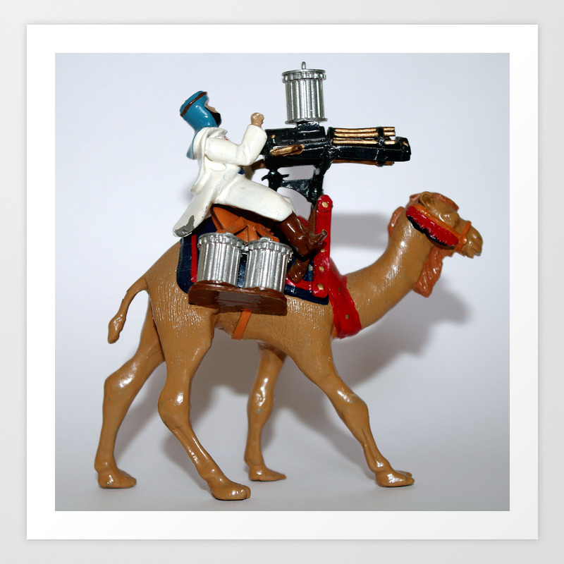 Painted Tin Toy Soldier Arab on a camel with a spear 54mm 1/32 