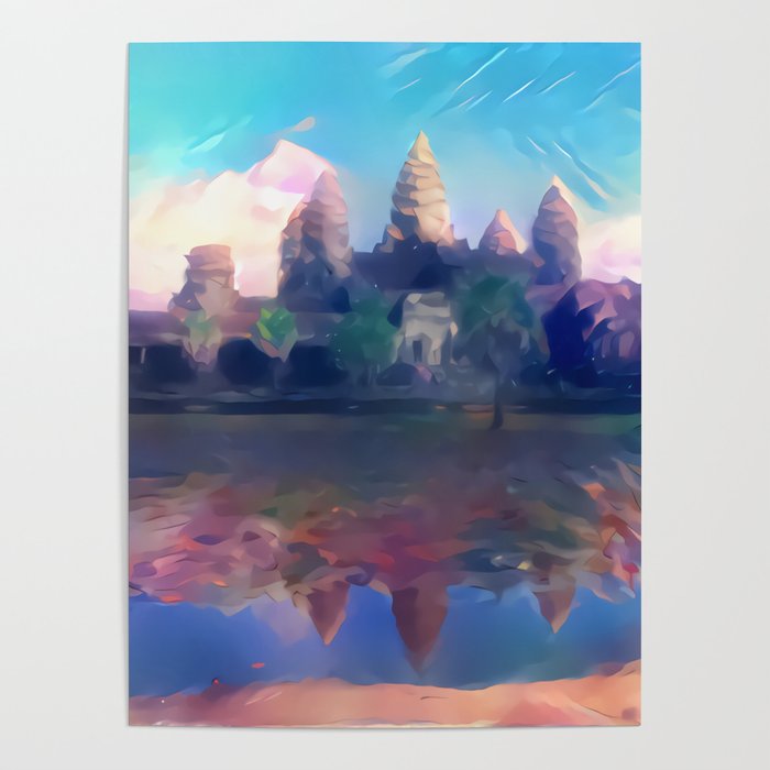 Hazy Reflection Angkor Wat Poster