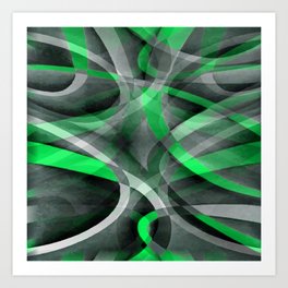Eighties Chic Succulant Green and Grey Abstract Pattern Art Print
