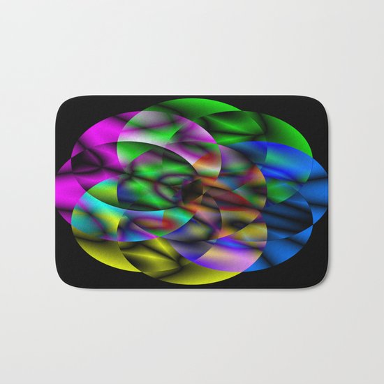 Concentric Vibrancy - Abstract, neon, geometry artwork Bath Mat