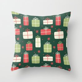Christmas Gift Box Present Pattern (red/green/white) Throw Pillow