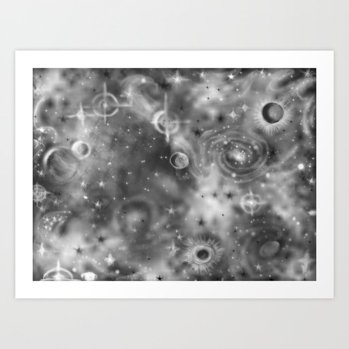 Brush Drawing Of Cosmos Galaxy Universe Or Night Sky Background