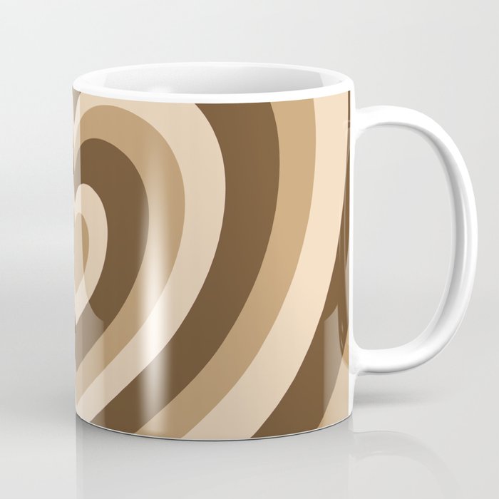 Aesthetic Hypnotic Brown Hearts Coffee Mug by Simple Decor