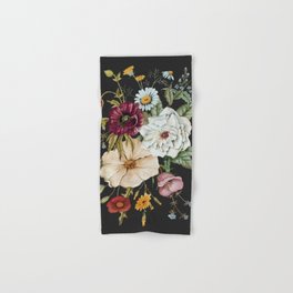 Colorful Wildflower Bouquet on Charcoal Black Hand & Bath Towel