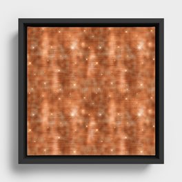 Glam Orange Diamond Shimmer Glitter Framed Canvas