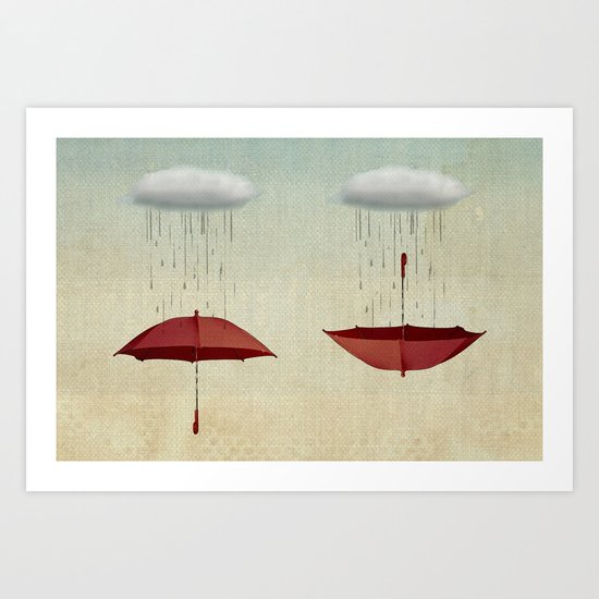 embracing the rain Art Print