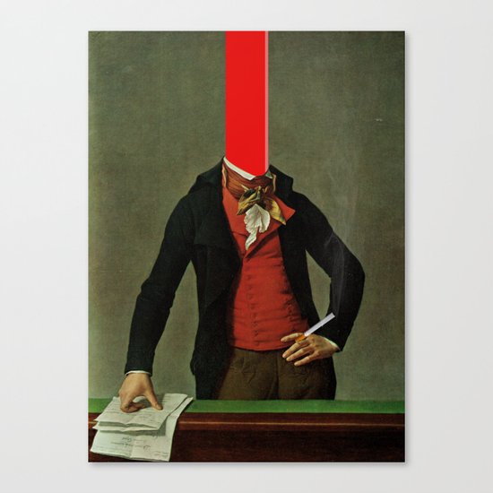 The red stripe in the head and the cigarette in the hand Canvas Print