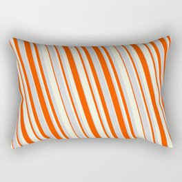 [ Thumbnail: Light Grey, Red, and Beige Colored Striped Pattern Rectangular Pillow ]