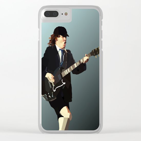 Low Polygon Portrait of Angus Young Clear iPhone Case