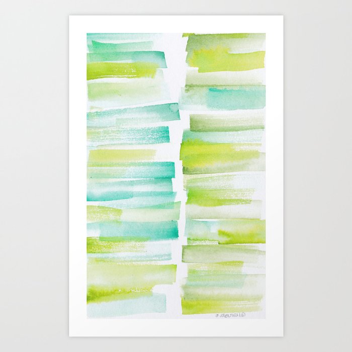 6 181101 Watercolour Palette Abstract Art Lines Stripes Art Print By Valourine